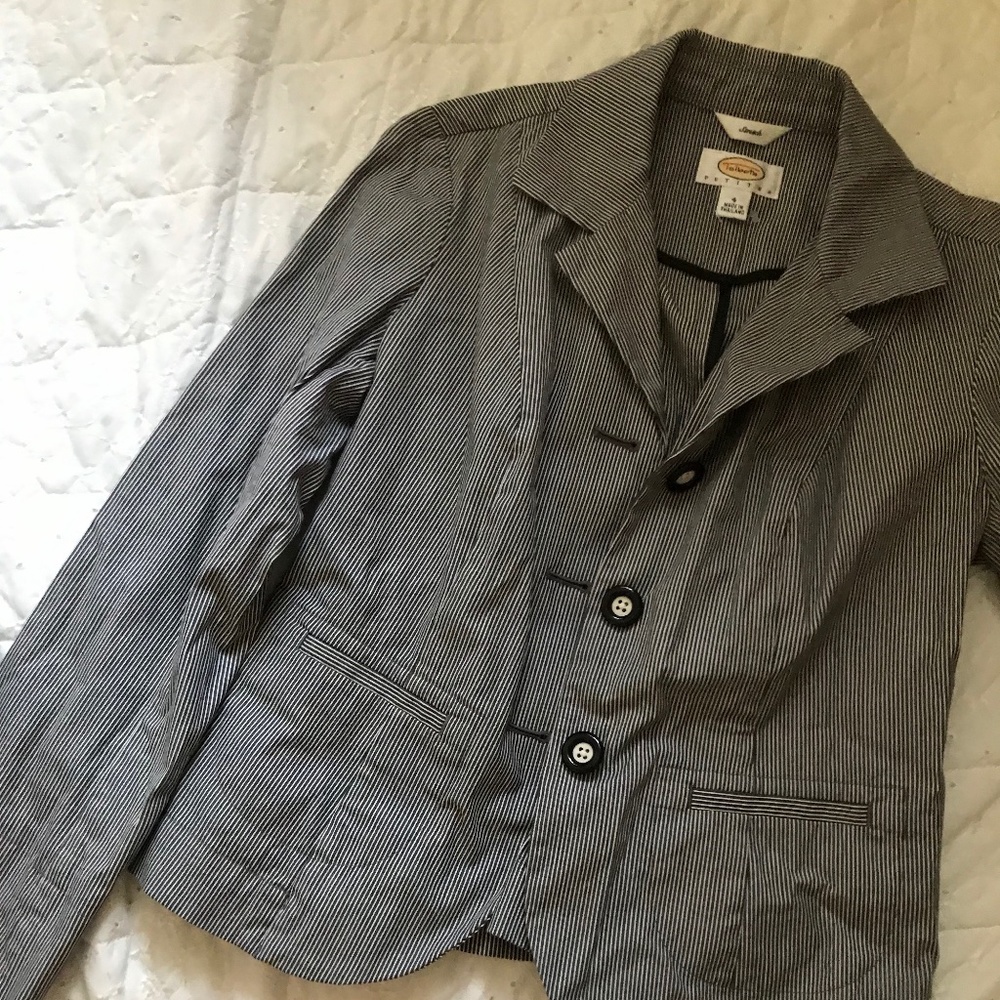 Talbot's black and white striped blazer